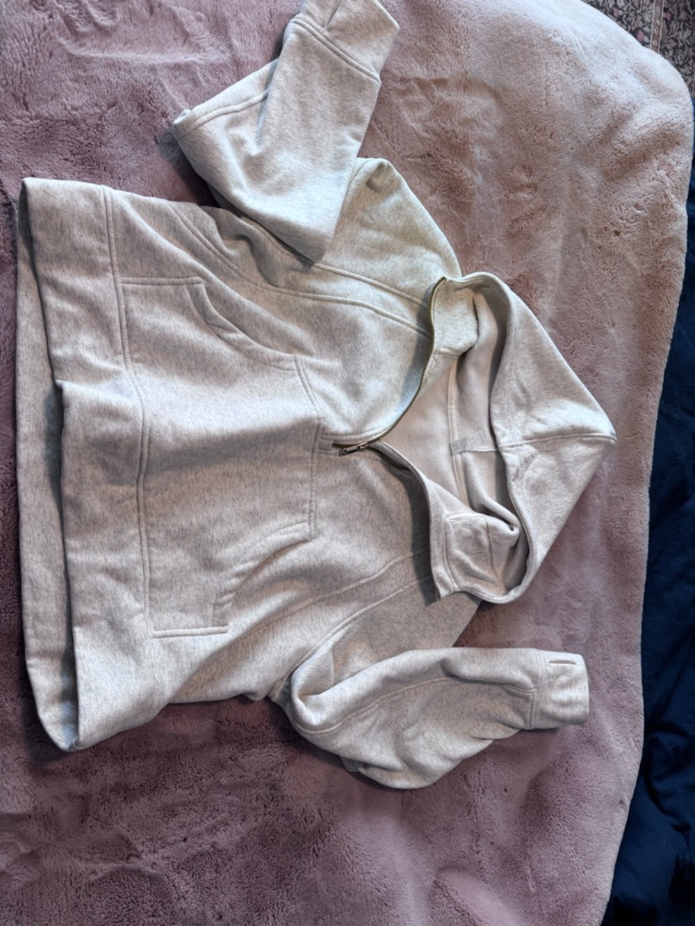 Light Gray Women's Quarter-Zip Hoodie Sweater